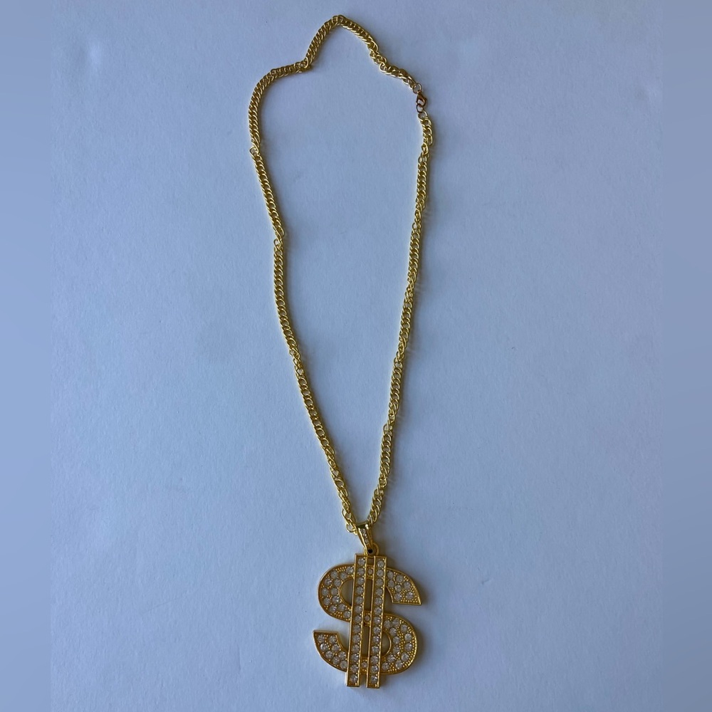 Gold Dollar Sign Pendant Necklace
